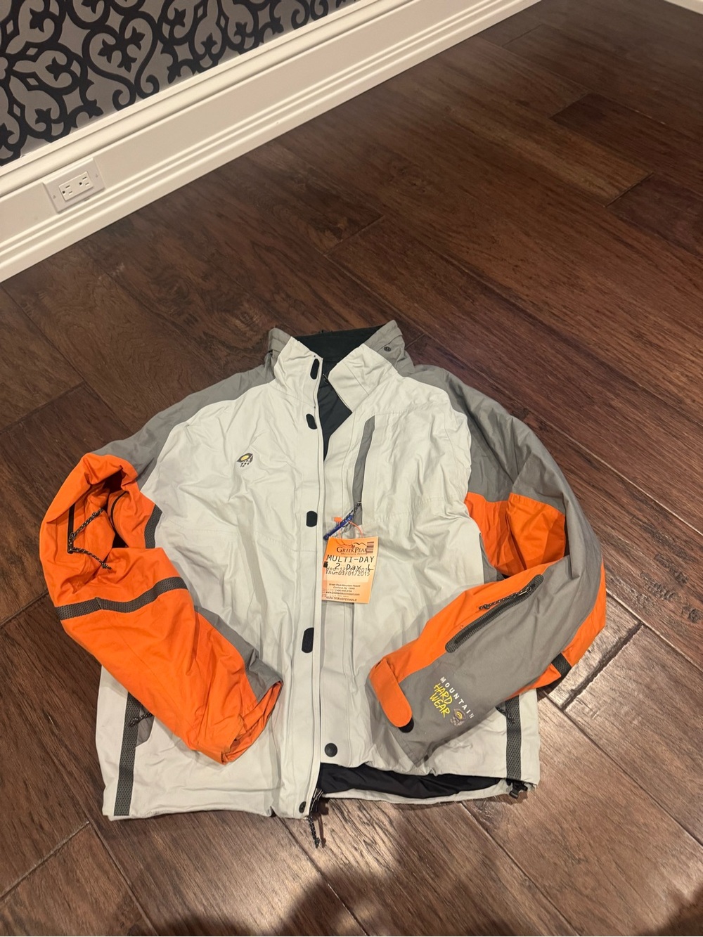 Light Gray and Orange men’s ski jacket